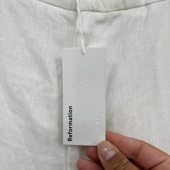 NWT Reformation Mason Linen Pants Pleated Wide Leg Linen Pants Women's 16 White - Picture 4 of 13